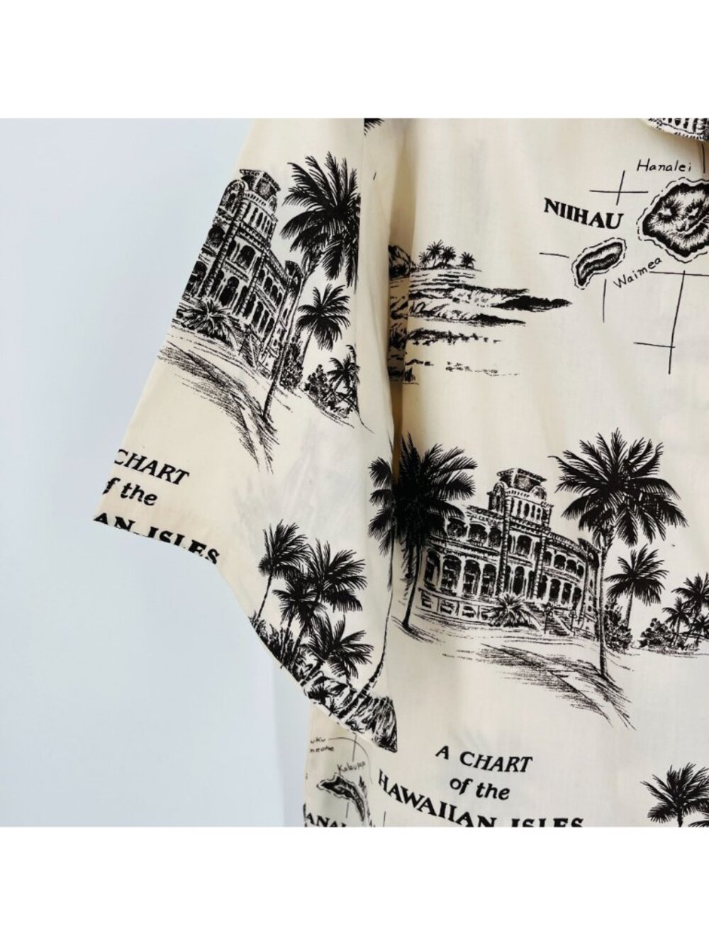 Hawiian Island Button Down Mens Short Sleeve Shirt Size XL Map - Picture 2 of 12